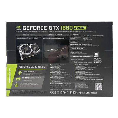 แอมดี ชิปเซ็ต MSI 1660 ซุปเปอร์ GPU การ์ด 6GB การ์ดกราฟิก วิดีโอ 192 บิต